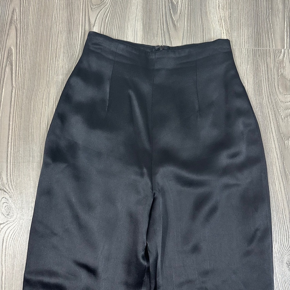 VTG 90s Griffith Gray for St.‎ John Black Satin Tailored Trouser Pant - SIZE 2 - Picture 2 of 7